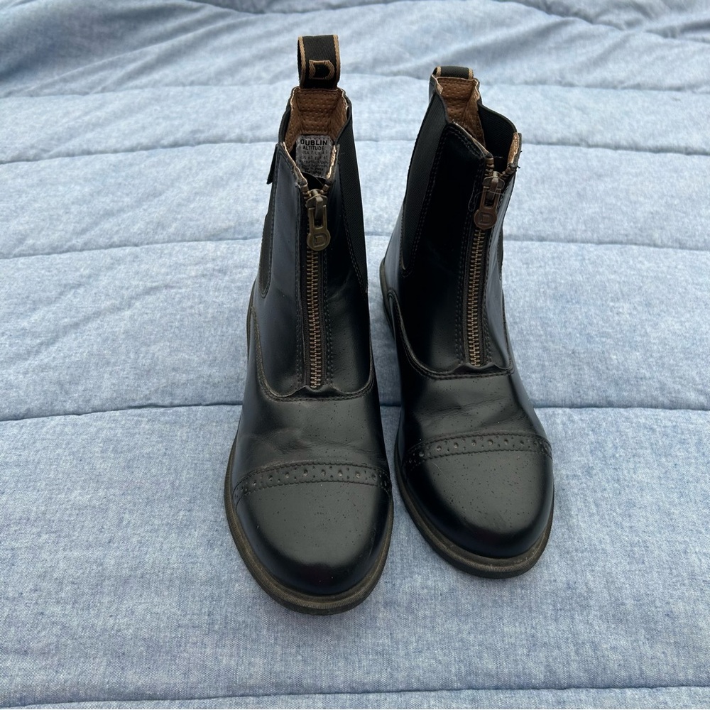 Dublin Altitude Black Leather Zip Paddock Equestrian Boots Size 7 - Picture 4 of 12